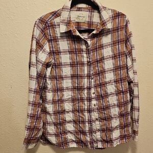 Casual White and Brown Button Down Shirt